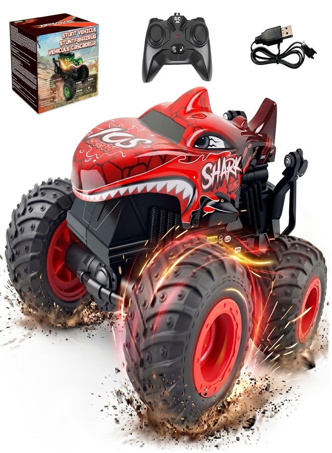 BEZGAR Monster Truck Toys, Remote Control Monster Truck with Dancing Spins, Lights & Music, 1:20 Remote Control Car for Boys 4-7, 5 6 7 8 9 10 +Year Old Boys Birthday Gifts (Red) - Image 1