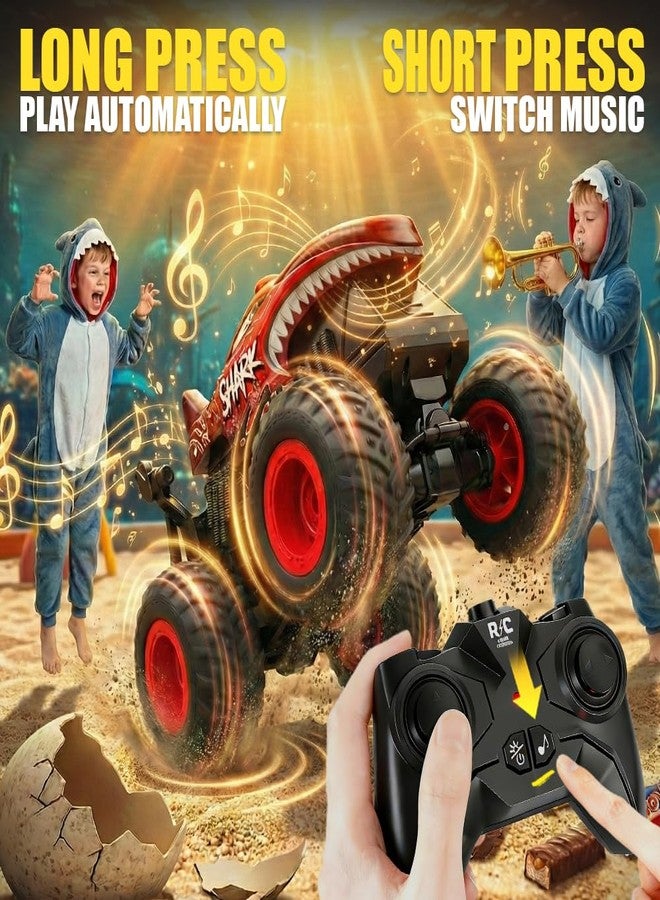 BEZGAR Monster Truck Toys, Remote Control Monster Truck with Dancing Spins, Lights & Music, 1:20 Remote Control Car for Boys 4-7, 5 6 7 8 9 10 +Year Old Boys Birthday Gifts (Red) - Image 4
