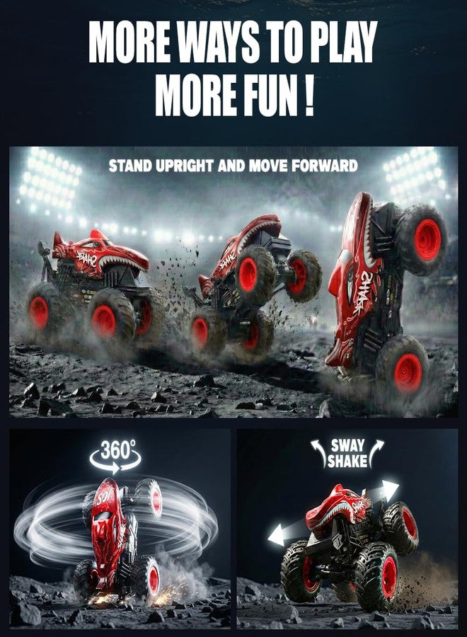 BEZGAR Monster Truck Toys, Remote Control Monster Truck with Dancing Spins, Lights & Music, 1:20 Remote Control Car for Boys 4-7, 5 6 7 8 9 10 +Year Old Boys Birthday Gifts (Red) - Image 2