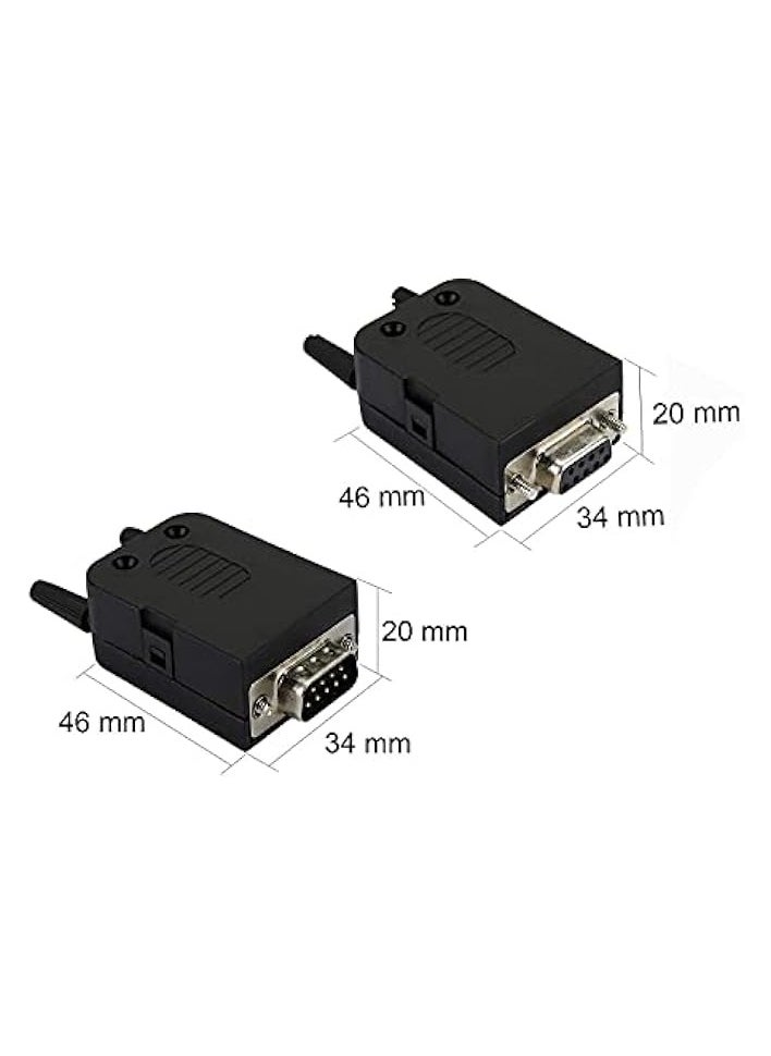 Connector To Wiring Terminal RS232 Serial Solderless D-SUB 5+5 with case Adapter 9-pin Port Adapter to Terminal Connector Signal Module (DB9 MALE 1PCS & 1 PCS FEMALE)