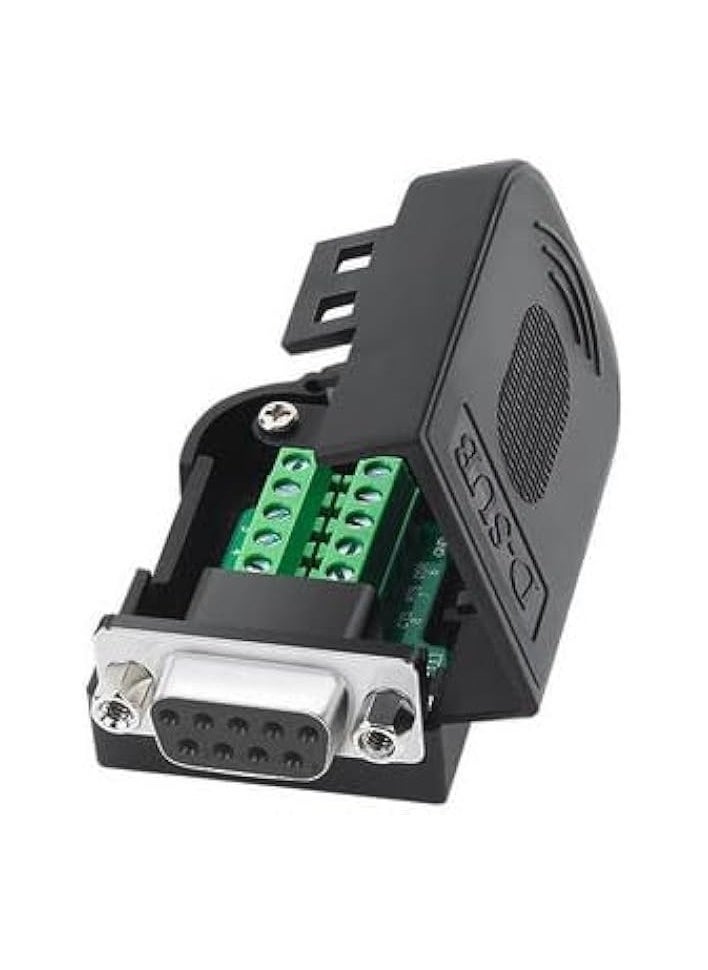 Connector To Wiring Terminal RS232 Serial Solderless D-SUB 5+5 with case Adapter 9-pin Port Adapter to Terminal Connector Signal Module (DB9 MALE 1PCS & 1 PCS FEMALE)
