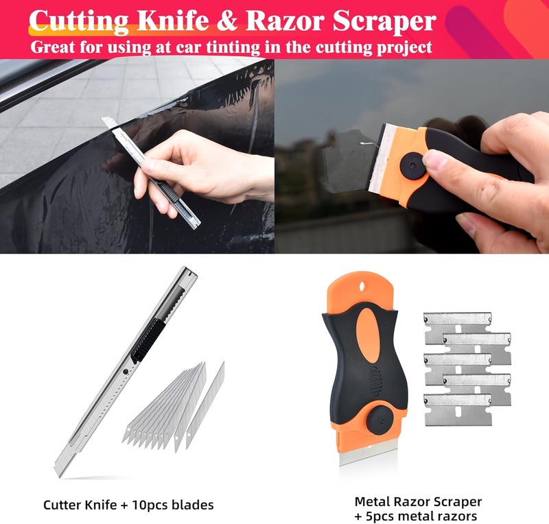 Zanch Window Tint Kit,Complete Tool Set for Professional Window Tint Protective Film Installation【Deluxe 29pcs with Red Heat Gun】 - Image 5
