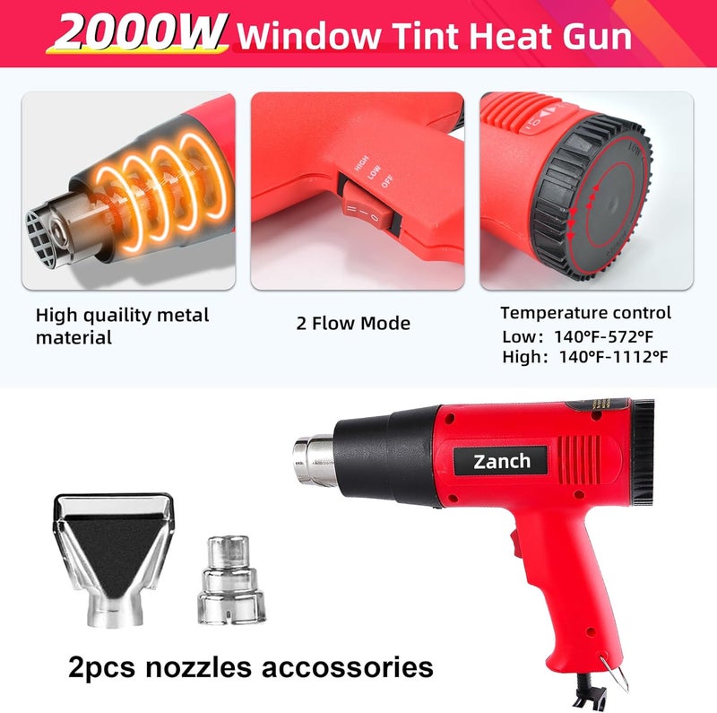 Zanch Window Tint Kit,Complete Tool Set for Professional Window Tint Protective Film Installation【Deluxe 29pcs with Red Heat Gun】 - Image 2