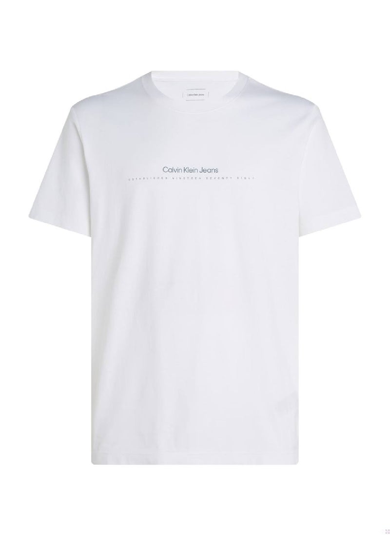 Calvin Klein Jeans Men's Minimal Logo T-Shirt - Cotton, White  - Image 2