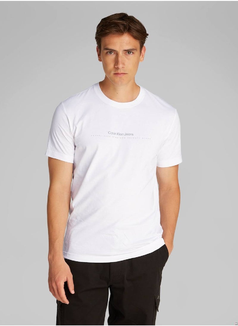 Calvin Klein Jeans Men's Minimal Logo T-Shirt - Cotton, White  - Image 1