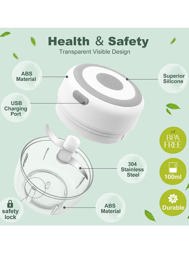 Electric Garlic Chopper 100ML Vegetable Chopper Food Chopper USB Mini Garlic Mincer  Onion Chopper Portable Small Food Processor for Garlic, Ginger, Chili, Vegetables - Image 2
