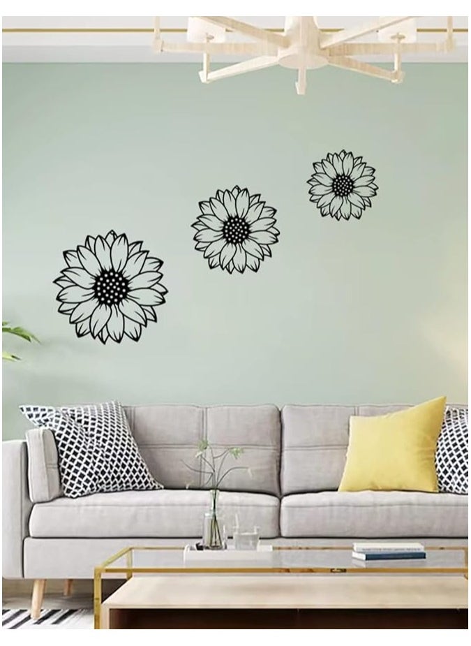 MIRFA Wooden Wall Art With Self Adhesive Base - Black (Sunflowers - Pack of 3)  - Image 4