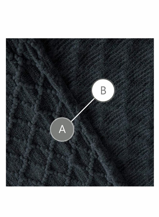 Acrylic Knitted Throw Blanket Lightweight and Soft Cozy Decorative Woven Blanket with Tassels for Travel Couch Bed Sofa Available All Year Round 51 x 67 Inch Dark Grey  - Image 3