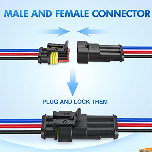Nilight 3Pin Electrical Wire Connectors Male and Female Plug Socket Quick Disconnect Waterproof Plug and Play Wire Terminals for Automotive Cars Trucks Motorcycles Marine Boats - Image 2