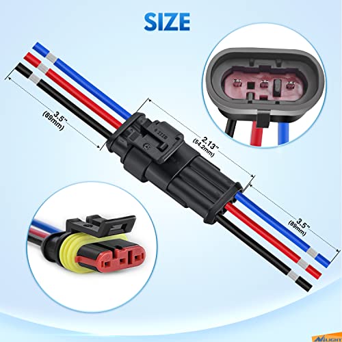 Nilight 3Pin Electrical Wire Connectors Male and Female Plug Socket Quick Disconnect Waterproof Plug and Play Wire Terminals for Automotive Cars Trucks Motorcycles Marine Boats - Image 3