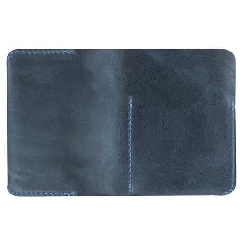 Hide & Drink, Bifold Card Holder Handmade from Full Grain Leather, Credit Card Storage, Money Organizer, Cash Case, Minimalist Wallet :: Slate Blue - Image 4