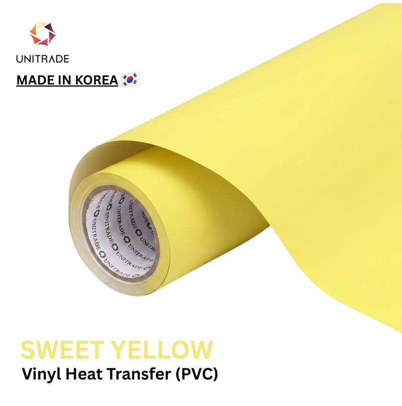 UNITRADE® Easy Cut (PVC) Sweet Yellow Heat Transfer Vinyl Roll / Compatible with Cricut, Silhouette, Professional Cutters / CPSIA Certified / Made in Korea - Image 1