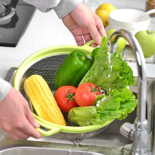 Mivana Stainless Steel Colander, 28 CM Micro-Perforated & Footed Metal Colander with Handle for Kitchen Food/Vegetable/Fruit/Rice/Pasta/Noodles - Dishwasher Safe (Random Color) - Image 3