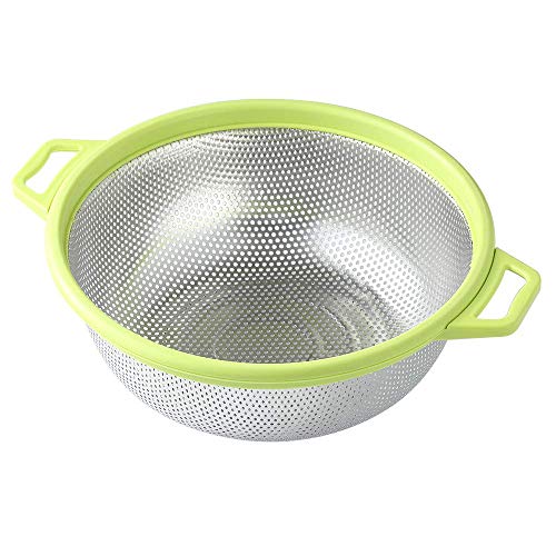 Mivana Stainless Steel Colander, 28 CM Micro-Perforated & Footed Metal Colander with Handle for Kitchen Food/Vegetable/Fruit/Rice/Pasta/Noodles - Dishwasher Safe (Random Color) - Image 1