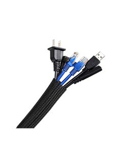 3m/9.84ft Braided Cable Sleeve, AGPTEK Wire Management Sleeve Hider for TV Desk PC Cable Wraps with Flame Retardancy Wires Organizer and Protector(Black)