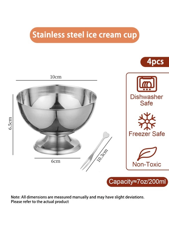 GuRiver Multifunctional Stainless Steel Dessert Bowl – Elegant Ice Cream & Fruit Cup for Afternoon Tea, Pudding, Snacks & More | Rust-Resistant, Easy to Clean, Perfect for All Seasons & Occasions(4pcs) - Image 2