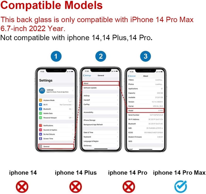 Perzework استبدال زجاج خلفي أصلي لجهاز آيفون 14 برو ماكس 6.7 بوصة مع مجموعة أدوات الإصلاح ومواد لاصقة مثبتة مسبقًا (أرجواني داكن) - Image 2