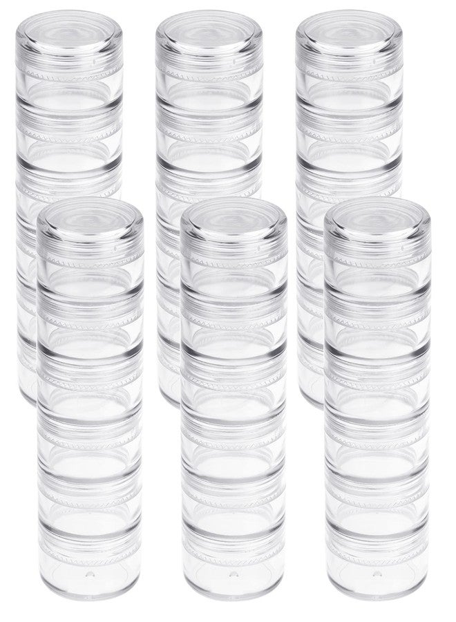 Fengek 6 Sets 6 Layer Stackable Plastic Containers, 10G/10ML Clear Cosmetic Storage Box Round Organizer Jars for Beads, Buttons, Small Jewelry Findings - Image 1