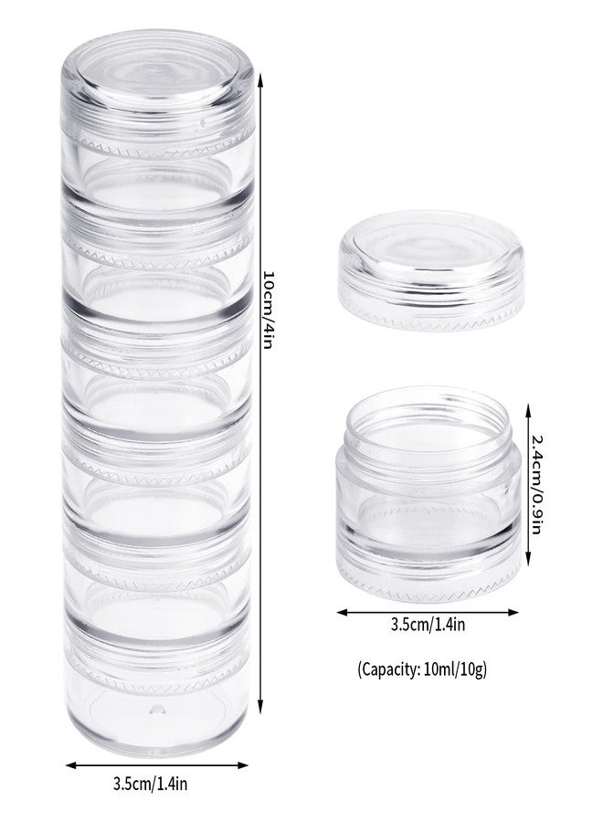 Fengek 6 Sets 6 Layer Stackable Plastic Containers, 10G/10ML Clear Cosmetic Storage Box Round Organizer Jars for Beads, Buttons, Small Jewelry Findings - Image 2