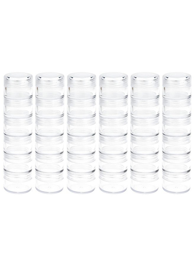 Fengek 6 Sets 6 Layer Stackable Plastic Containers, 10G/10ML Clear Cosmetic Storage Box Round Organizer Jars for Beads, Buttons, Small Jewelry Findings - Image 3