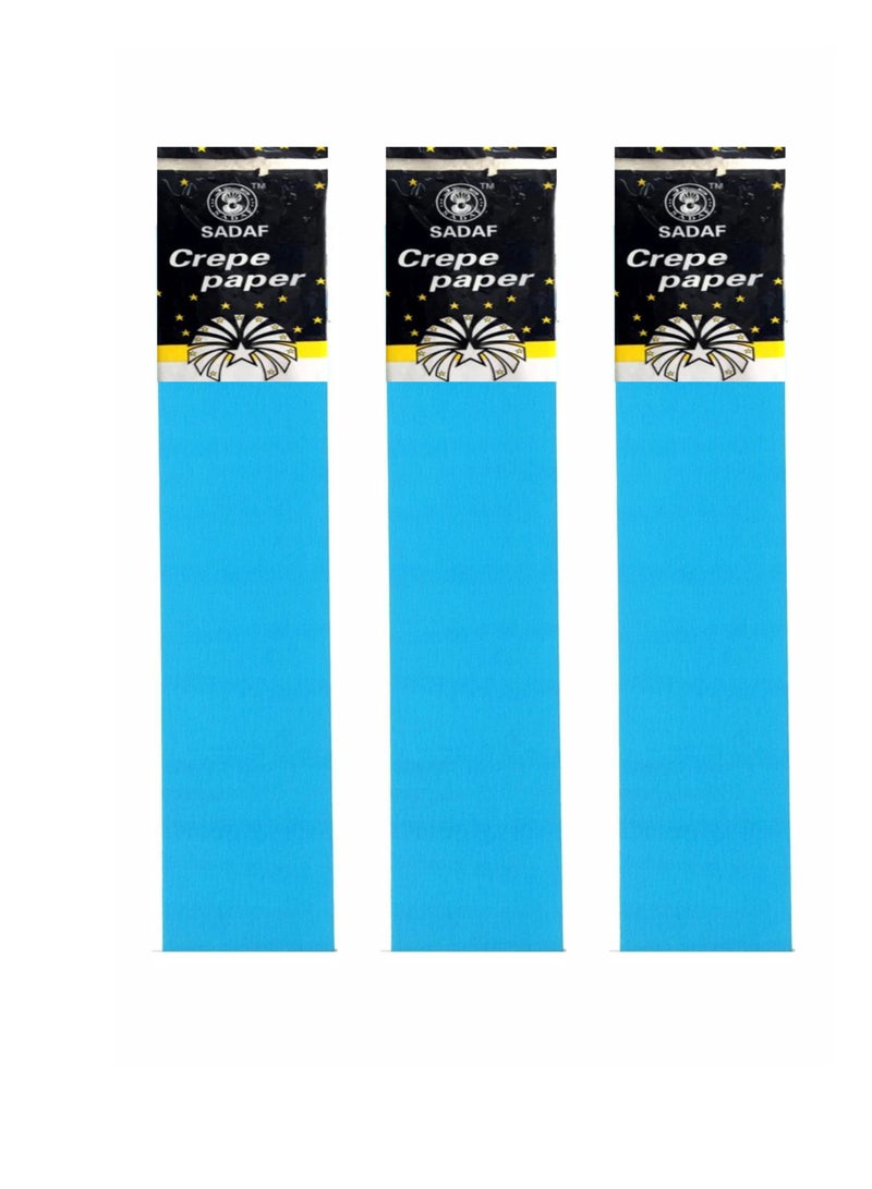 Sadaf Crepe Paper For Art Light Blue Colour 50x200cm Size (Pack of 3) - Image 1