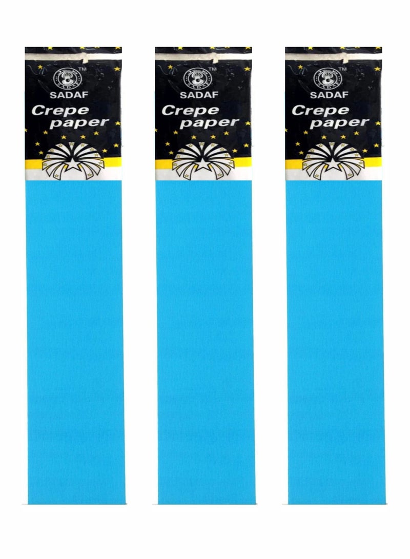 Sadaf Crepe Paper For Art Light Blue Colour 50x200cm Size (Pack of 3) - Image 2