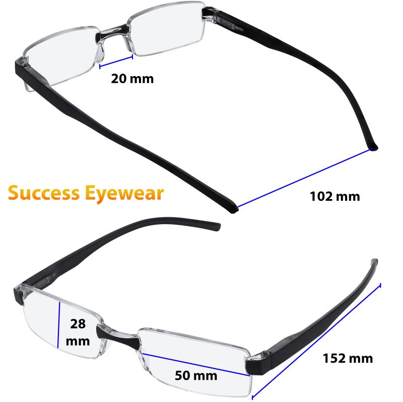 Success Eyewear Reading Glasses Set of 2 Rimless Ultra Lightweight Comfort Glasses for Reading for Men and Women Set of Black and Grey Matte 1.5 - Image 3