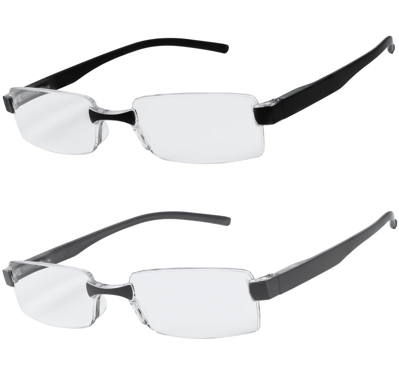 Success Eyewear Reading Glasses Set of 2 Rimless Ultra Lightweight Comfort Glasses for Reading for Men and Women Set of Black and Grey Matte 1.5 - Image 2
