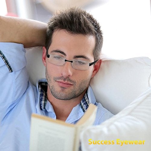 Success Eyewear Reading Glasses Set of 2 Rimless Ultra Lightweight Comfort Glasses for Reading for Men and Women Set of Black and Grey Matte 1.5 - Image 4