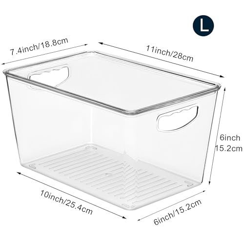 theaoo Clear Storage Bins with Lids Stackable - Large Plastic Containers for Pantry Organization and Storage - Perfect for kitchen,Fridge,Laundry Room,Bathroom,Garage,Closet,Cabinet Organizer - 4 Pack - Image 5