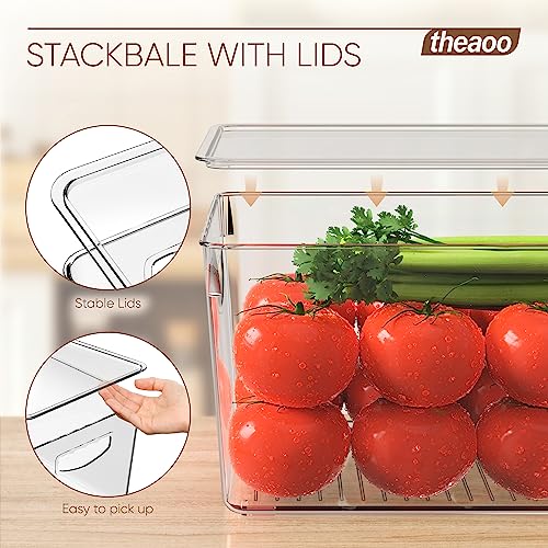 theaoo Clear Storage Bins with Lids Stackable - Large Plastic Containers for Pantry Organization and Storage - Perfect for kitchen,Fridge,Laundry Room,Bathroom,Garage,Closet,Cabinet Organizer - 4 Pack - Image 2