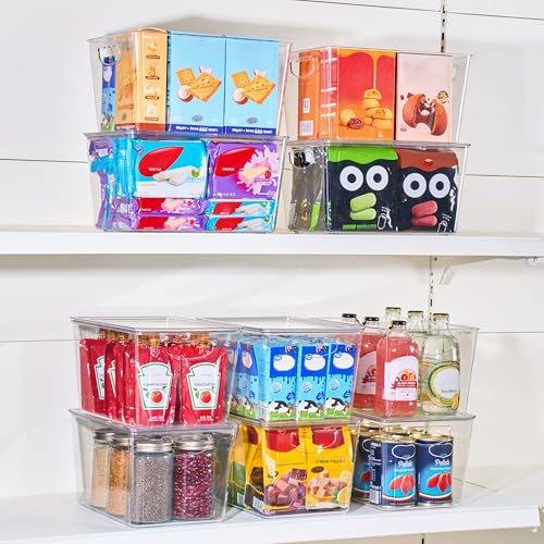 theaoo Clear Storage Bins with Lids Stackable - Large Plastic Containers for Pantry Organization and Storage - Perfect for kitchen,Fridge,Laundry Room,Bathroom,Garage,Closet,Cabinet Organizer - 4 Pack - Image 4