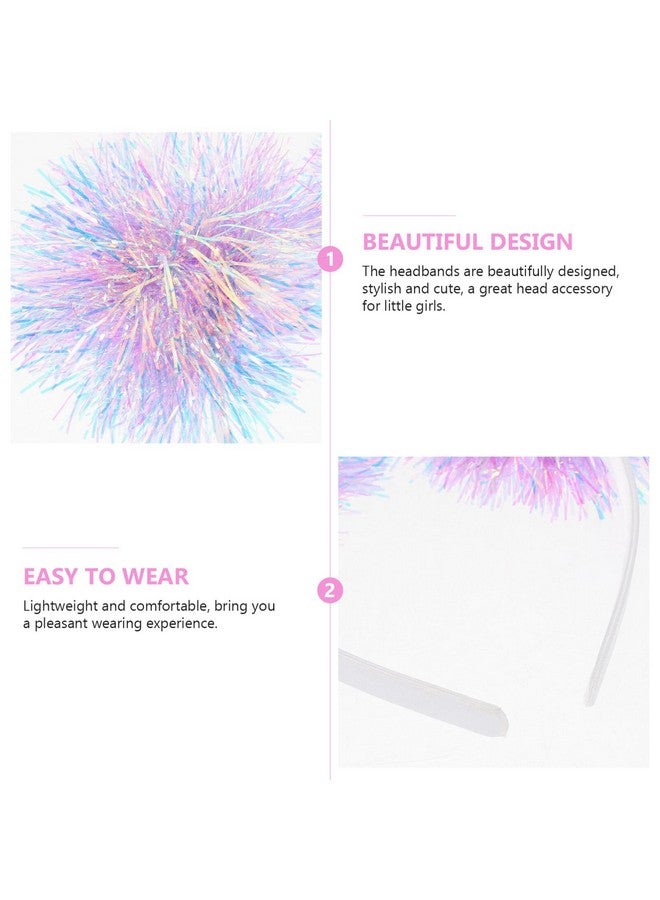 Beaupretty Pom Pom Headband Glitter Tinsel Boppers Hair Band Snowflake Fluffy Ball Hair Accessories For Christmas Party Purple - Image 3