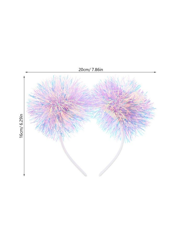 Beaupretty Pom Pom Headband Glitter Tinsel Boppers Hair Band Snowflake Fluffy Ball Hair Accessories For Christmas Party Purple - Image 2