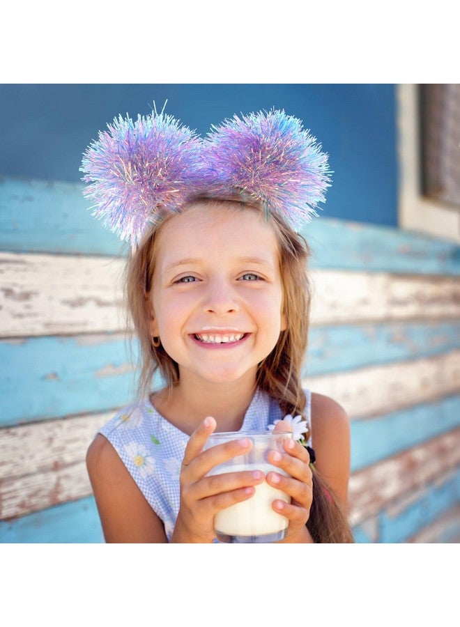 Beaupretty Pom Pom Headband Glitter Tinsel Boppers Hair Band Snowflake Fluffy Ball Hair Accessories For Christmas Party Purple - Image 5