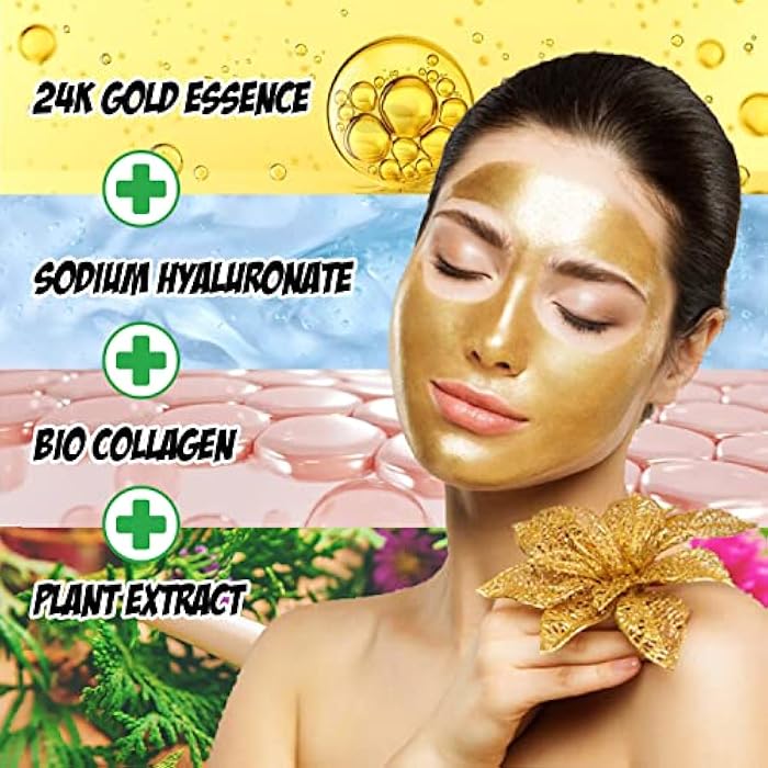 Nielies 24K Collagen Facial Mask (15 PCS) Anti Wrinkle, Firm Skin & Hydrating Skin Anti Aging, Puffiness, Mask for Revitalizing - Image 4