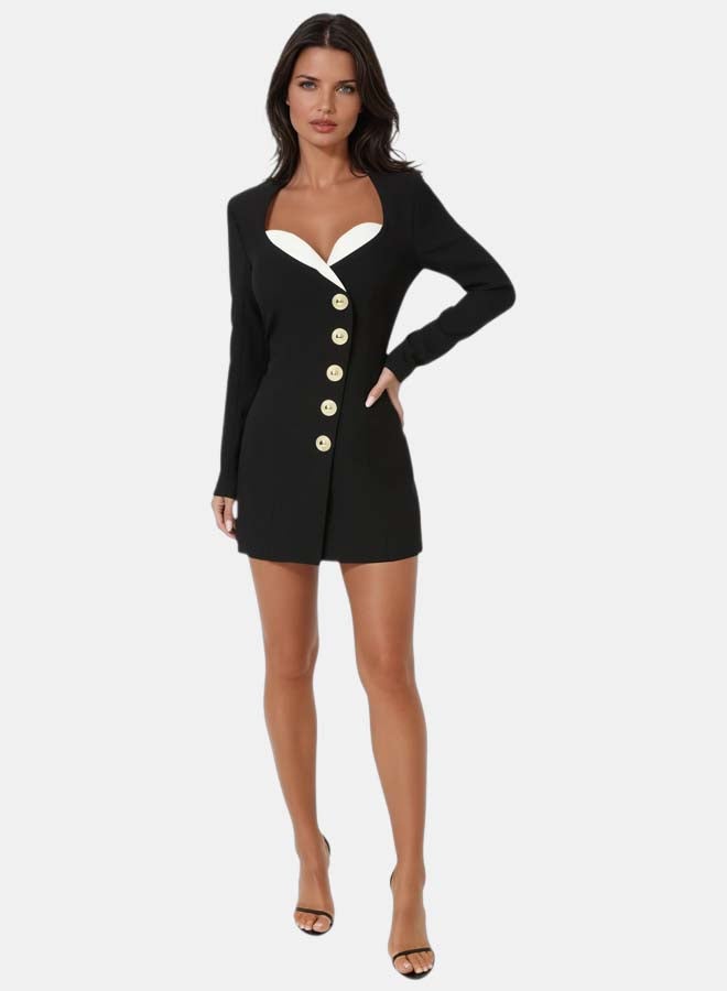 bebe Tailored Black & White Romper - Image 1