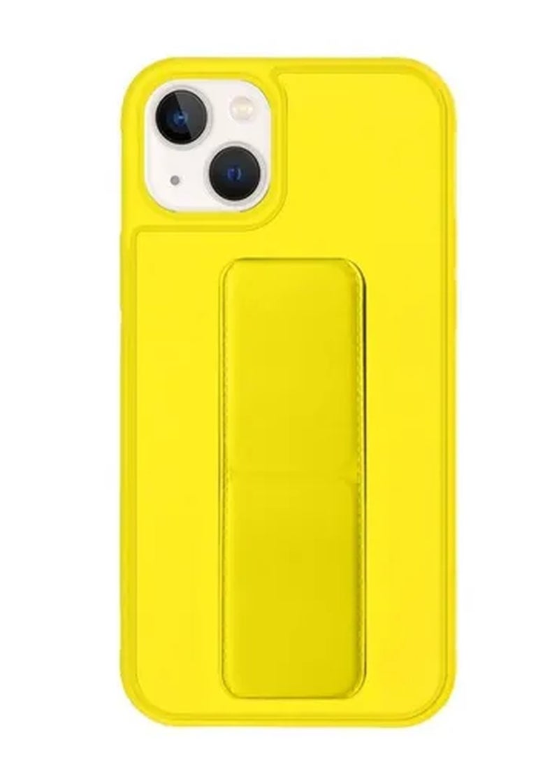 Hand Grip Foldable Magnetic Kickstand Wrist Strap Finger Grip Case Cover For Apple iPhone 14 6.1 inch Yellow - Image 2