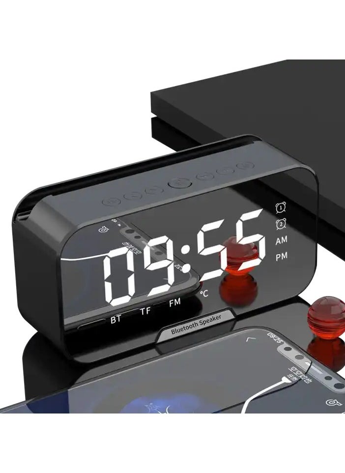 OQUERA - Digital Alarm Clock with Wireless Bluetooth Speaker FM Radio Temperature Display  Desk Clock for Bedroom - Image 1