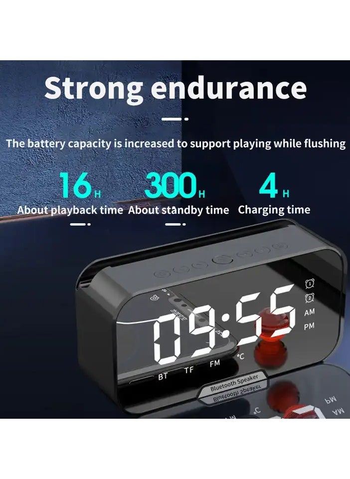 OQUERA - Digital Alarm Clock with Wireless Bluetooth Speaker FM Radio Temperature Display  Desk Clock for Bedroom - Image 1