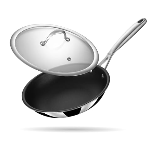 Stahl Artisan Schild 2 L, 24 cm Frypan Triply Stainless Steel + PEEK-Reinforced Non-Stick Fry Pan | Induction & Gas Compatible | with Glass Lid | Manufacturer Warranty - Image 1