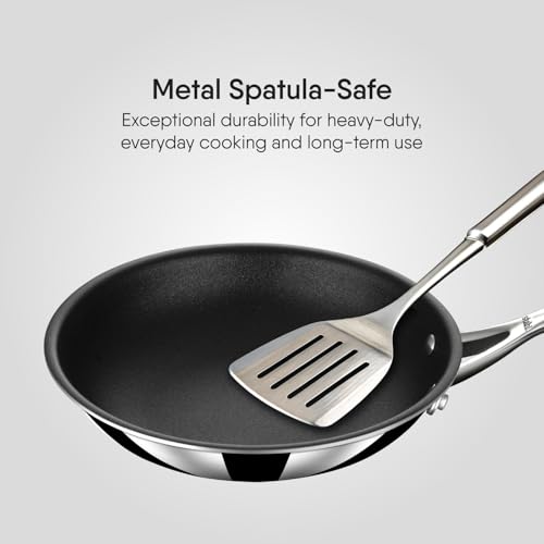 Stahl Artisan Schild 2 L, 24 cm Frypan Triply Stainless Steel + PEEK-Reinforced Non-Stick Fry Pan | Induction & Gas Compatible | with Glass Lid | Manufacturer Warranty - Image 5