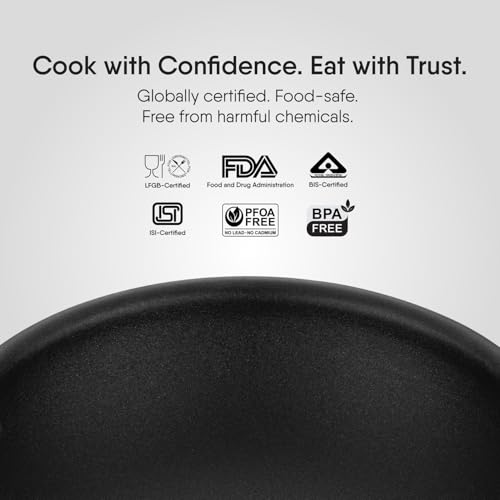 Stahl Artisan Schild 2 L, 24 cm Frypan Triply Stainless Steel + PEEK-Reinforced Non-Stick Fry Pan | Induction & Gas Compatible | with Glass Lid | Manufacturer Warranty - Image 3