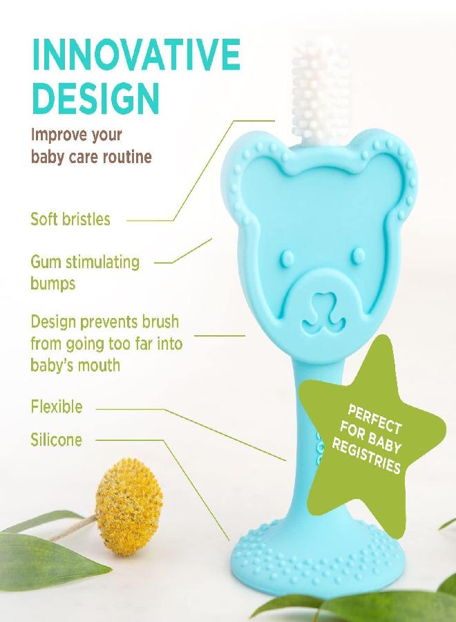 oogiebear 360° Toothbrush - Training Toothbrush for Babies. Safe Ultra Soft Silicone Toothbrush with Teddy Bear Baby Gum Relief and Gum Massaging Base. Baby Must Haves. BPA Free - Image 5
