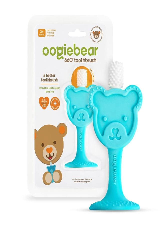 oogiebear 360° Toothbrush - Training Toothbrush for Babies. Safe Ultra Soft Silicone Toothbrush with Teddy Bear Baby Gum Relief and Gum Massaging Base. Baby Must Haves. BPA Free - Image 1
