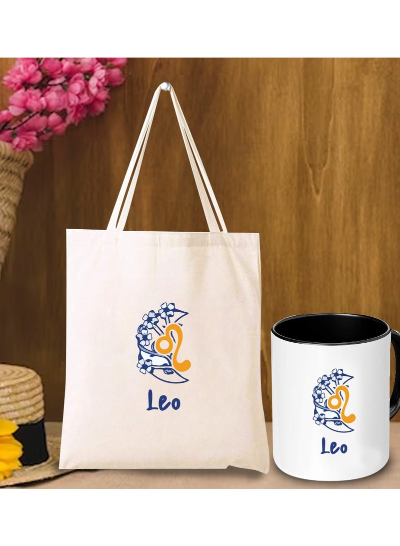 برينت شوب فور مي مجموعة زودياك مكونة من قطعتين - حقيبة حمل قطنية صديقة للبيئة ومجموعة أكواب قهوة بلونين - هدية مثالية لعلم التنجيم - مجموعة هدايا لمحبي علم التنجيم - Image 3