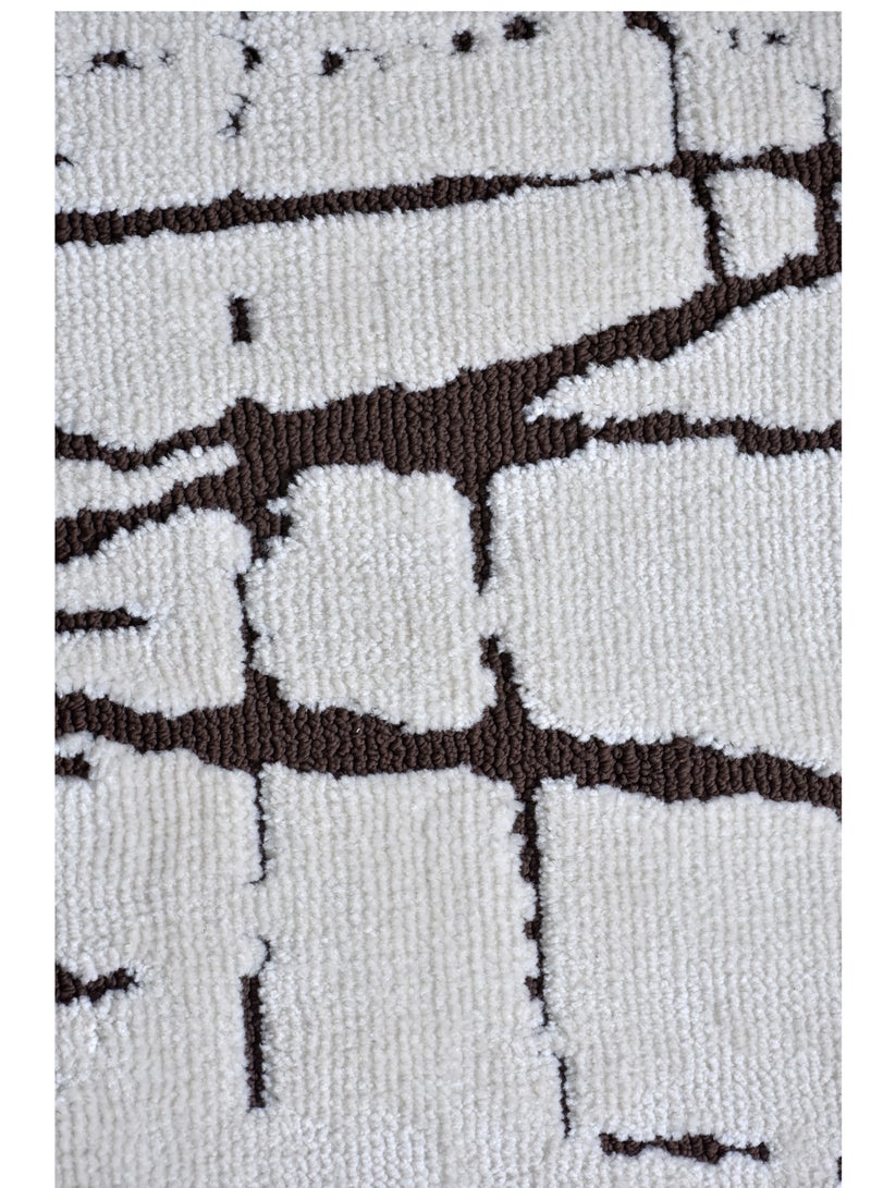 سجادة هندية سميكة مضادة للانزلاق مصنوعة آليًا من MESSONI-Ivory-Brown-190x290 سم - Image 2