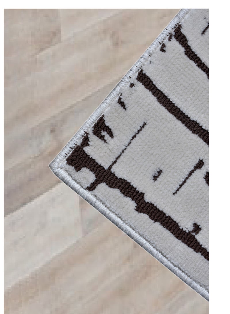 سجادة هندية سميكة مضادة للانزلاق مصنوعة آليًا من MESSONI-Ivory-Brown-190x290 سم - Image 3