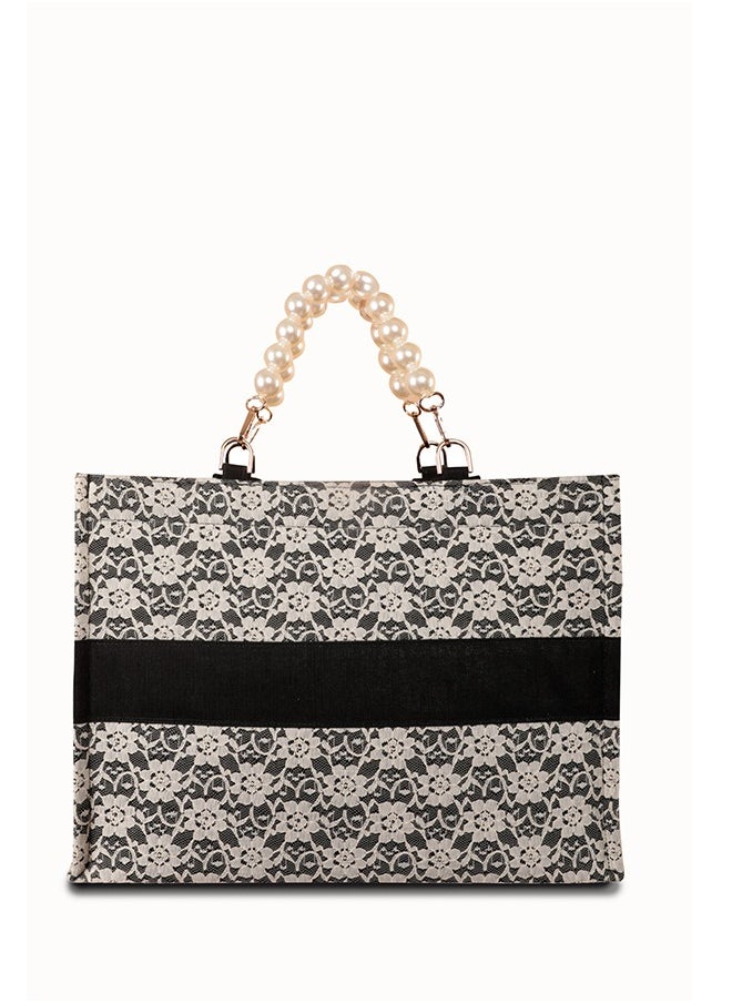 earthbags - Audrey Lace Tote Bag Black - Image 1