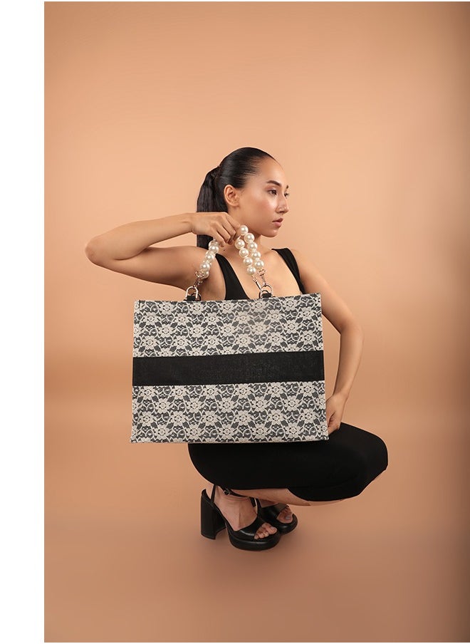 earthbags - Audrey Lace Tote Bag Black - Image 1